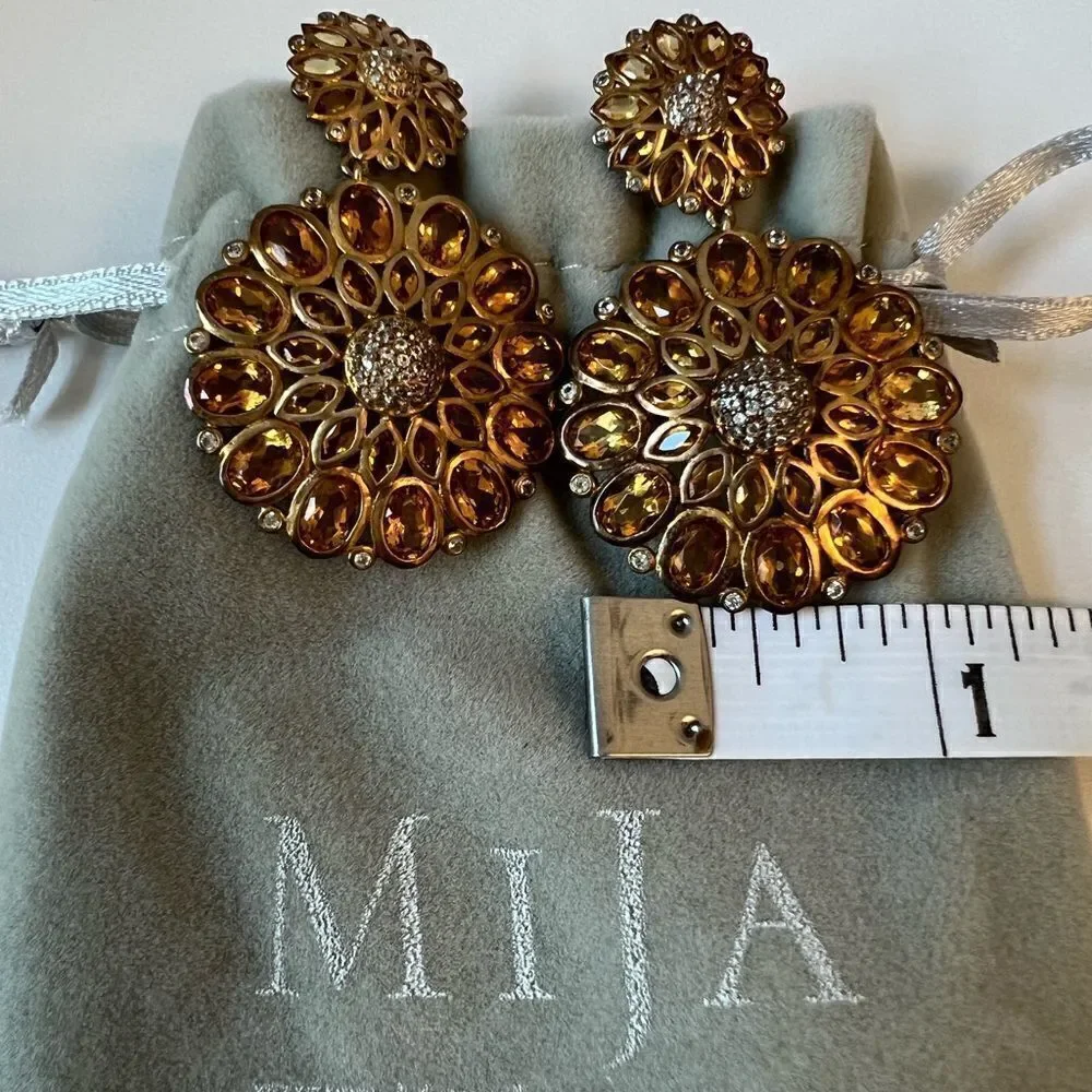 Mija Silver and Citrine Earrings - Picture 3 of 5